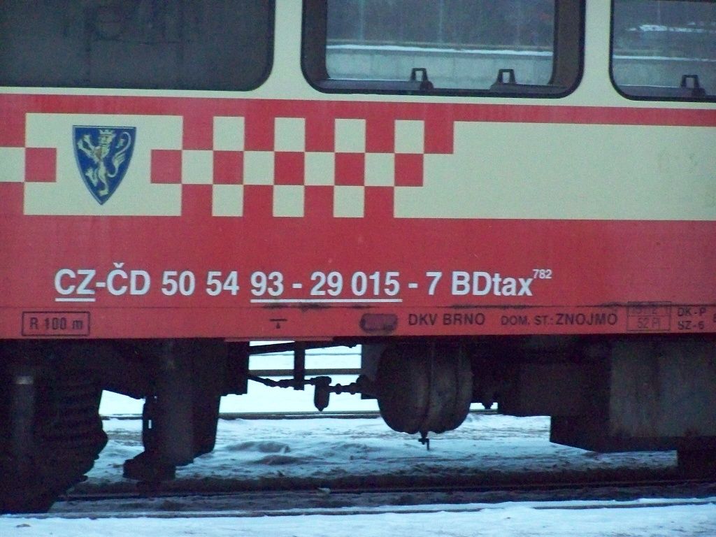 seln oznaen vozu BDtax DKV Brno Dom.stanice Znojmo 17.12.2010 v Moravskch Budjovicch