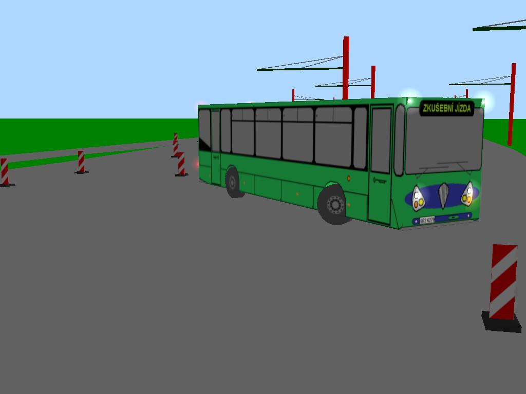 Prototyp autobusu Kvele A-WED pijd od Kvtinova. Vlonky jsou pozstatek po trati do Trnova.
