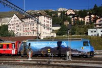 Vchoz stanic Glacier Expressu je Svat Moic (Sankt Moritz) v kantonu Graubnden.