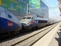Odjezd TGV z Perpignanu do francouzskho vnitrozem.