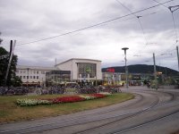Ndra Graz Hauptbahnhof na potku stavebnch prac v ervenci 2010.