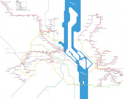 Mapa metra, tramvaj, rychlodrhy a elektriky.