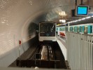 Odstaven souprava vlak linky 3bis na montnm kanlu ve stanici Porte des Lilas