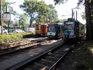 Kolejov brus ve spolenosti voz Combino a KT4DMC ve smyce Bahnhof Rehbrcke