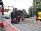 Parn vlak jedouc z Radebeulu do Moritzburgu na radebeulskm pejezdu/ken s tram. trat