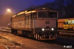 750 312-1 ve stanici Trutnov hl.n. pipravena k odjezdu do esk Tebov, 2.1.2012