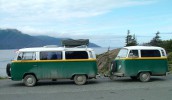 USA Double Dutch Bus at Turnagain Arm Alaska