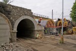 Viadukt pes Talnskou ul: nad 2. klenbou z sti obnoven eln ze z kyklopskho zdiva.