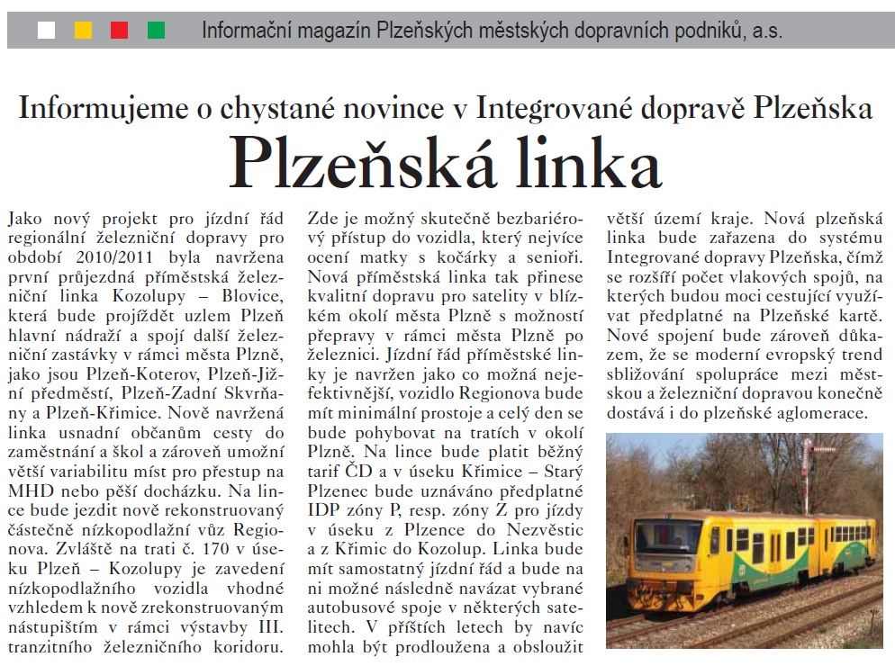 Plzesk linka (Dopravn novinky, PMDP, Plze, 2010)