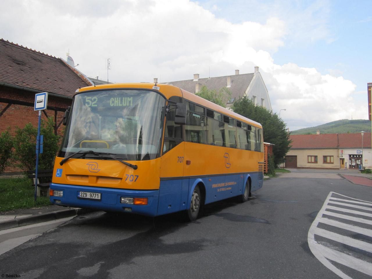 SOR B 9,5m ev.. 707 ve tvrtek 14. 6. 2012 na malenovick ton ek na odjezd l. 52.