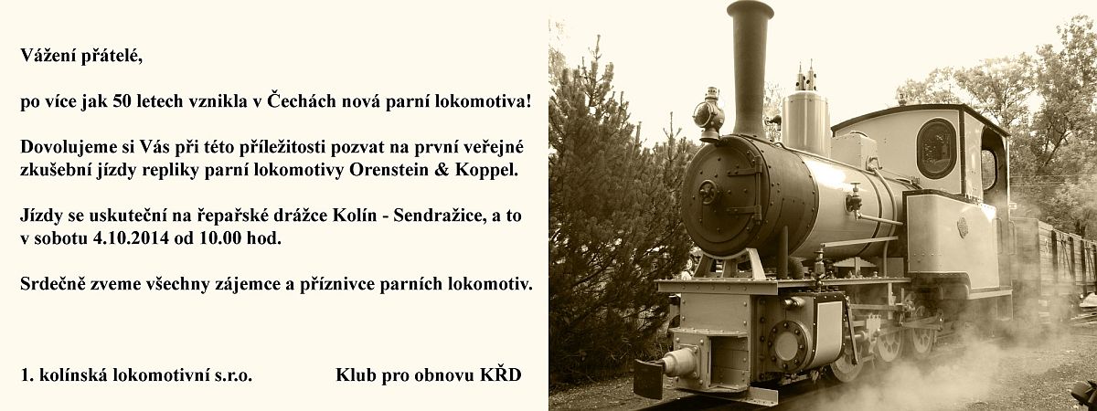 Prvn veejn zkuebn jzdy repliky zkor. parn lokomotivy O & K = Koln-Sendraice, 04.10.2014