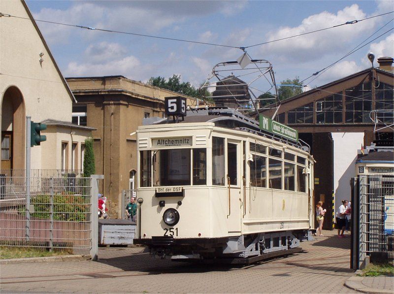 Chemnitz zkorozchodn tramvaj ev.s. 251 v historick vozovn Kappel 29.06.08