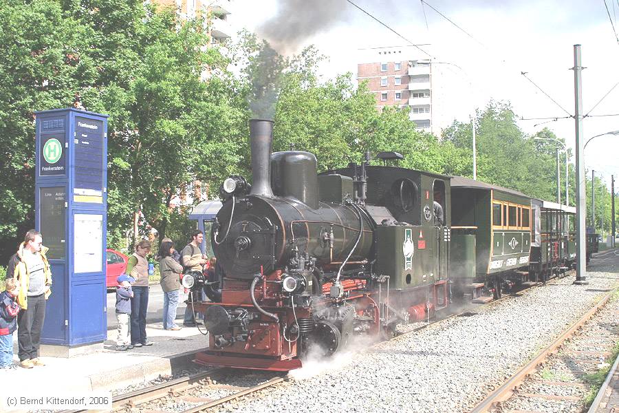 D Darmstadt Dampflok 7 an der Haltestelle Eberstadt Frankenstein, aufgenommen am 28. Mai 2006 darmst