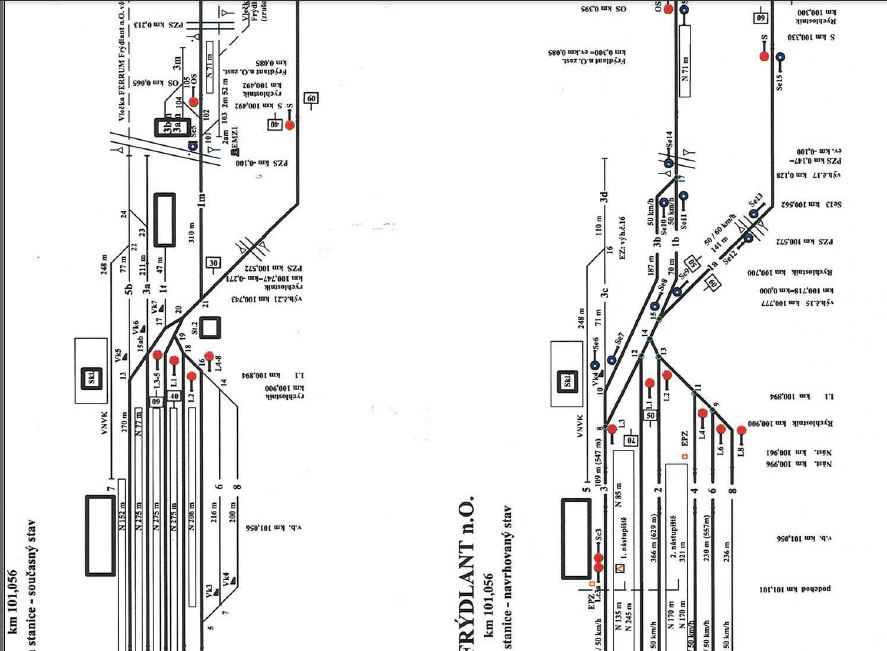 Kolej. schema st. Frdlant n.O. - stvajc a po rekonstrukci