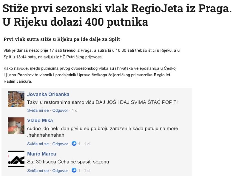 vrchnost v Rijece vlak vtala, ale ohlasy lid moc ne.......