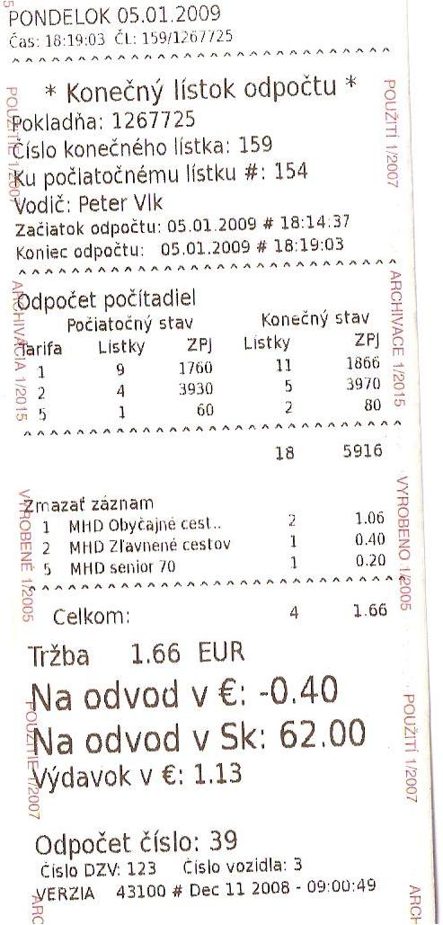 Konen lstok z pokladne v dulnom reime SKK-EUR
