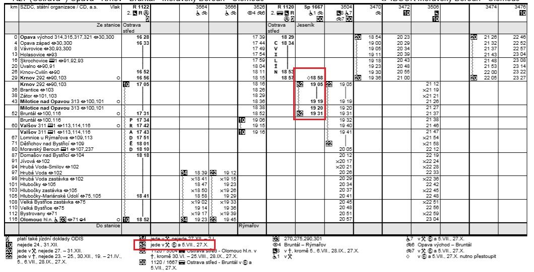 J platn od 9. 6. 2019. Poznmka u vlaku Sp 1667 je, e jede v pracovn dny a v sobotu a datumy