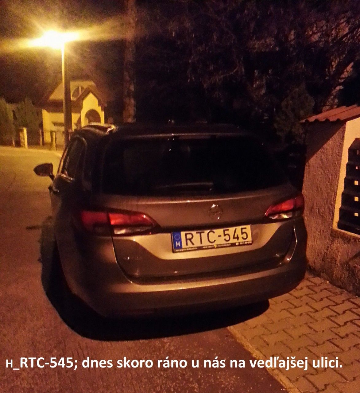 H_RTC-545; dnes skoro rno u ns na vedajej ulici.