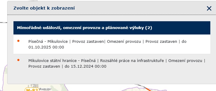 V seku Mikulovice - Psen se m zat jezdit od 1. 10. 2025. Zdroj: Sprva eleznic, s. o. 