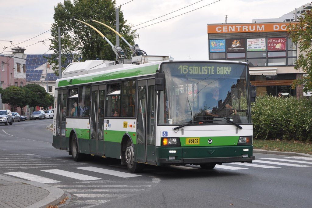 Trolejbus 21 Tr . 493 na lince 16. Plze, Masarykova, 21.9.2018