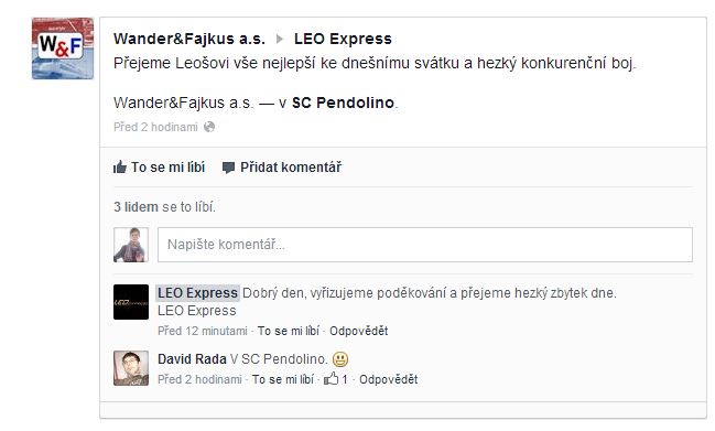 Facebokov pn Leo Expresu.