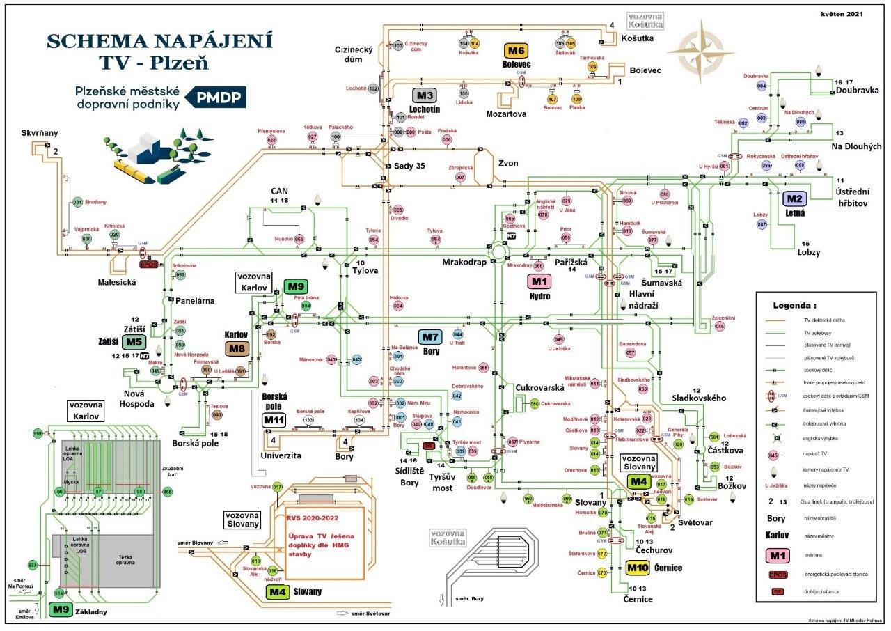 Schma napjen traknho veden Plze, stav 05/2021. Autor Miroslav Heman