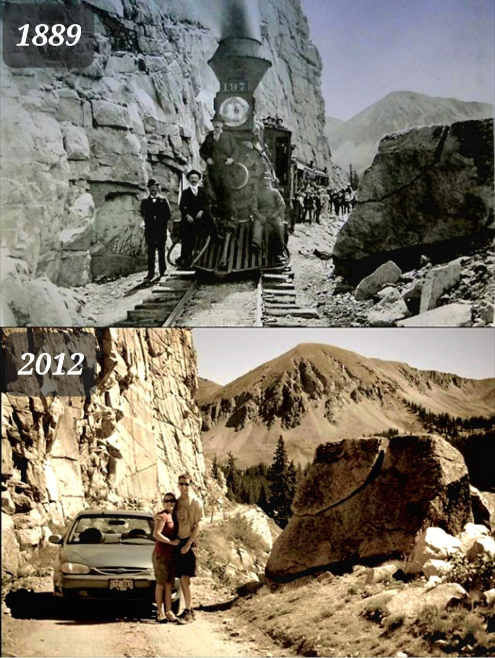 USA Excursion Train at Split Rock - Colorado, United States. Then vs Now