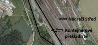 Mapka označující umístění terminálu u nádraží v České Třebové.