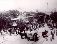 Tramvaje spolenosti La Capital bhem slavnostnho zahjen provozu 4. 12. 1897.