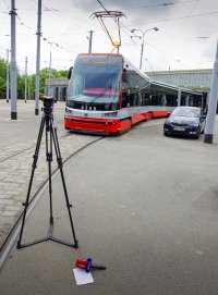 Tramvaj ŠKODA 15T ForCity ev. č. 9300 ve vozovně Vokovice 26. června 2014.