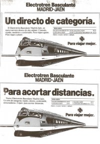 Upoutávka na nasazení nové jednotky na trať Madrid - Jaén v roce 1980.