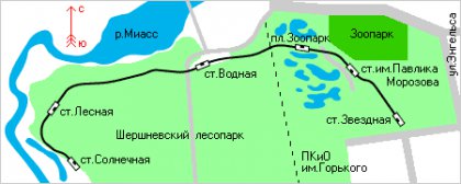 Aktuální mapa dráhy v Čeljabinsku.