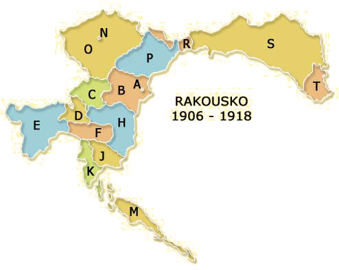Mapa Rakouska 1906 - 1918